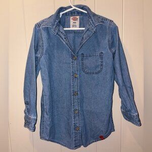 Dickies Kids Classic Blue Denim Button Down Casual Shirt